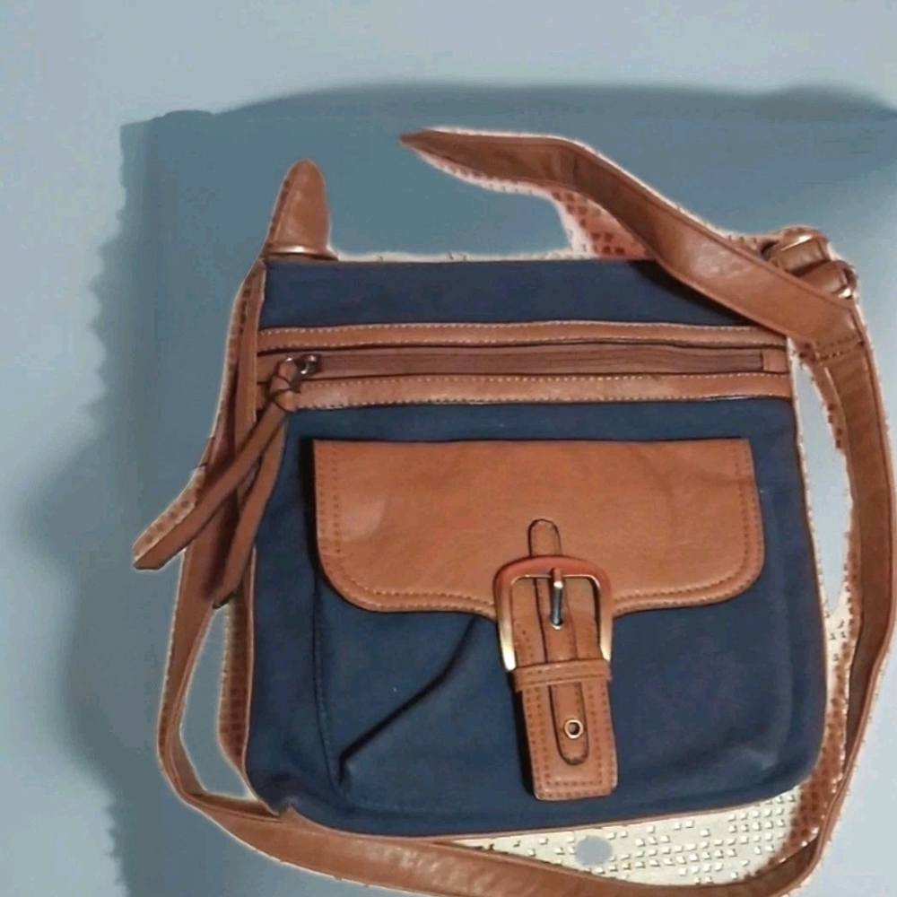 Stylish Tan and Blue Men's Bag